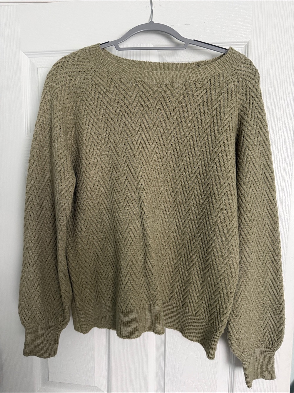 Staccato Olive Chevron Knit Crewneck Sweater